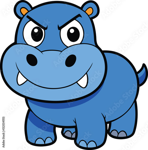 Blue hippo, its eyes sparkling with mischief and a playful grin