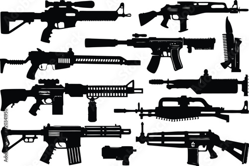 Firearms Silhouette Vector on white background