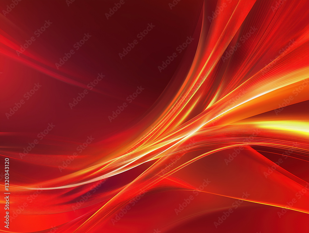 Obraz premium Vibrant Red and Orange Flowing Abstract Texture: Dynamic and Luminous Gradient Wave Design