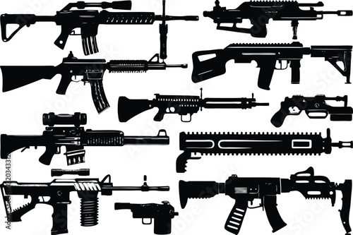 Military Weapons Silhouette Vector