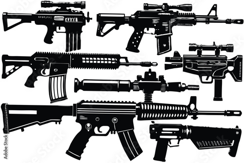 Military Weapons Silhouette Vector