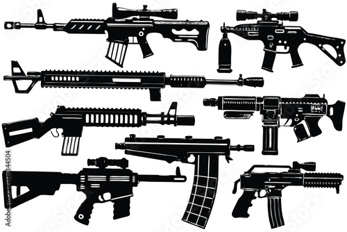 Military Weapons Silhouette Vector