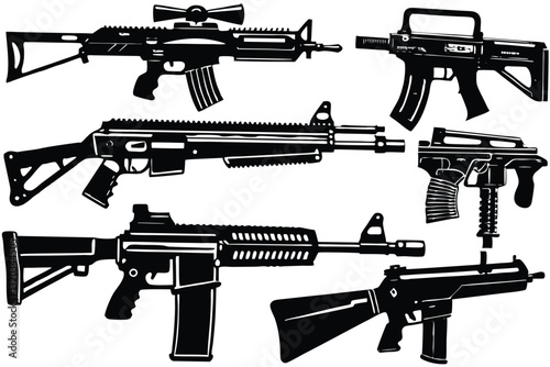 Collection of Rifles and Gun Shapes Vector