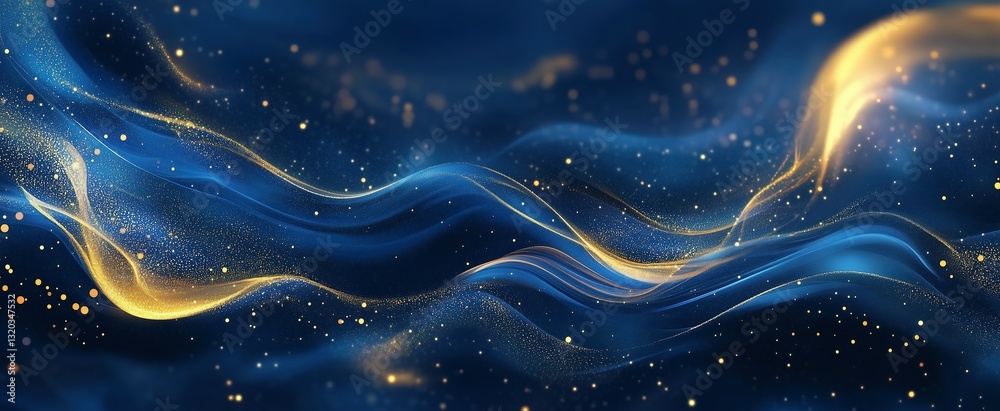 custom made wallpaper toronto digitalAbstract artistic flowing blue and gold particles with ethereal luminosity