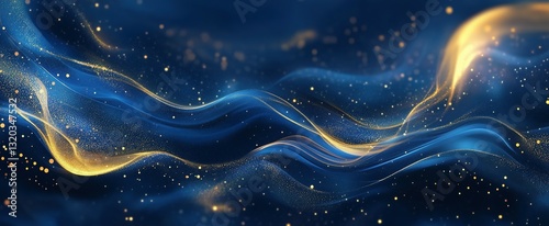 Wallpaper Mural Abstract artistic flowing blue and gold particles with ethereal luminosity Torontodigital.ca