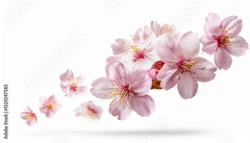sakura flower flying isolated on isolated white background
