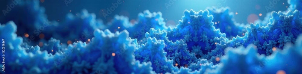 Naklejka premium Intricate blue fractal design, soft gradients, ethereal feel, dreamy, art, calm
