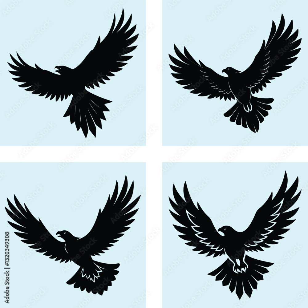 Obraz premium Flying Eagle Silhouette vector illustration