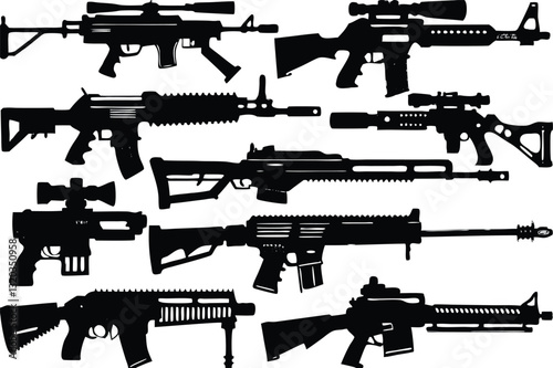Weapons silhouette set