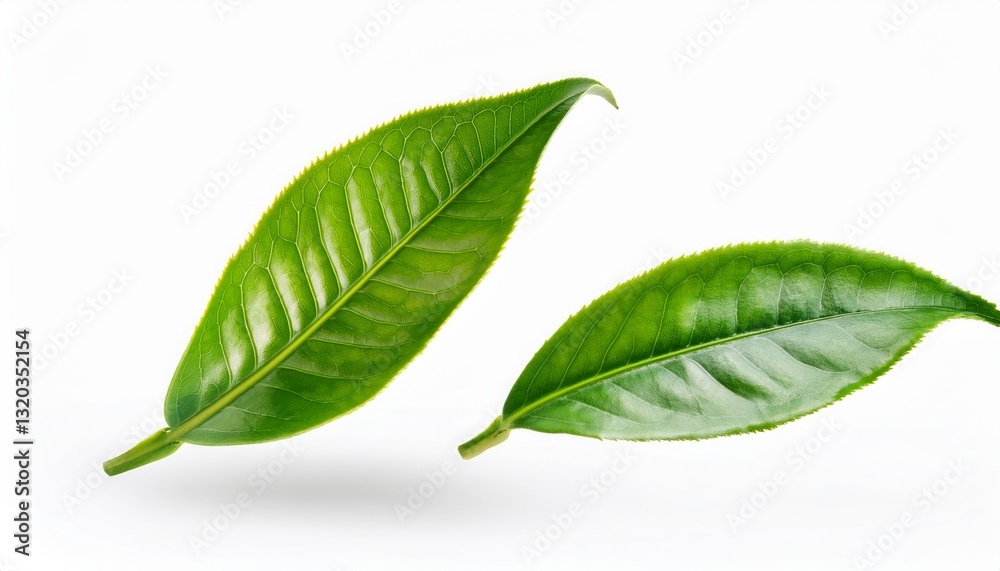 Obraz premium Tea leaf flying isolated on isolated white background