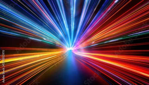 A symphony of colorful light beams mimicking the balanced rhythm of ethical ai in motion
