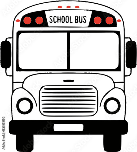 Front of school bus silhouette vector, transportation concept
