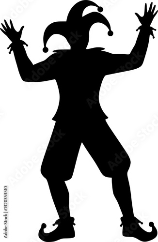 Joker with balloons silhouette vector
