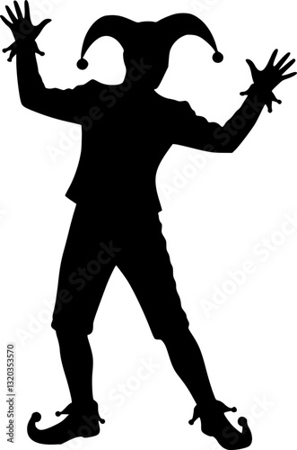 Joker with balloons silhouette vector
