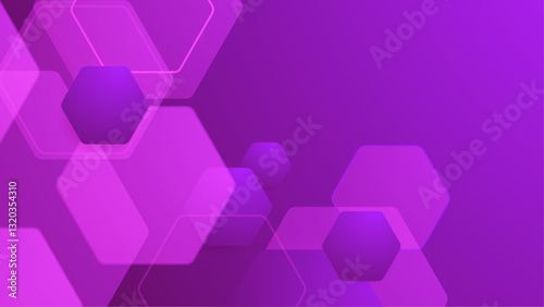 Abstract hexagon overlapping purple and pink gradient vector illustration