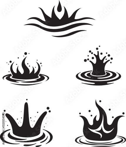 Black and White Water Splash Silhouette