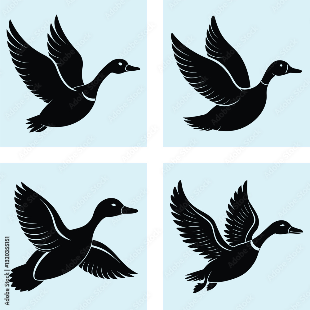 Obraz premium Flying Duck Silhouette vector illustration