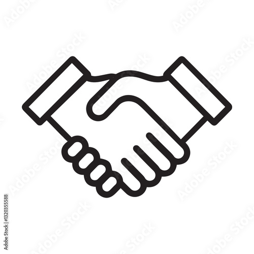 Simple Line Art of Two Hands Shaking in Agreement 