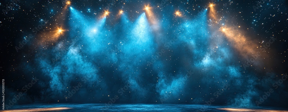 Obraz premium Dynamic stage with vibrant lights and dramatic atmosphere for performances.