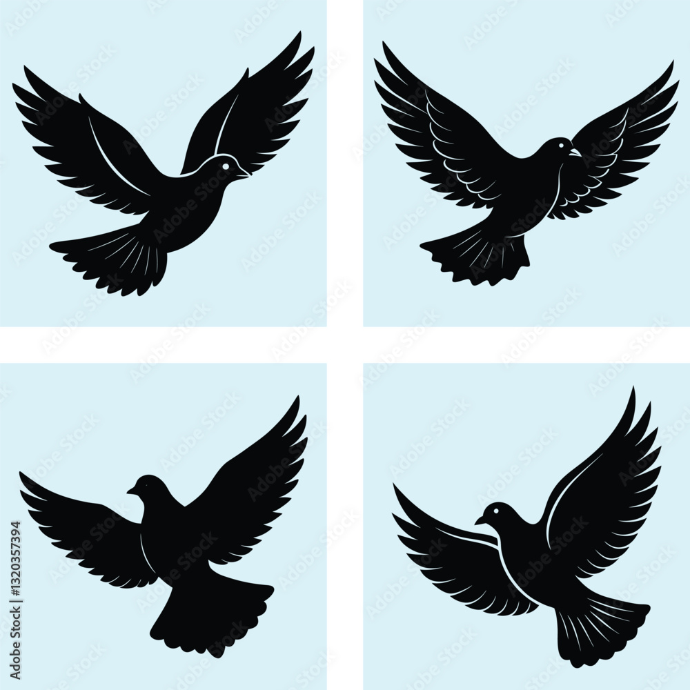 Obraz premium Flying Dove Silhouette vector illustration