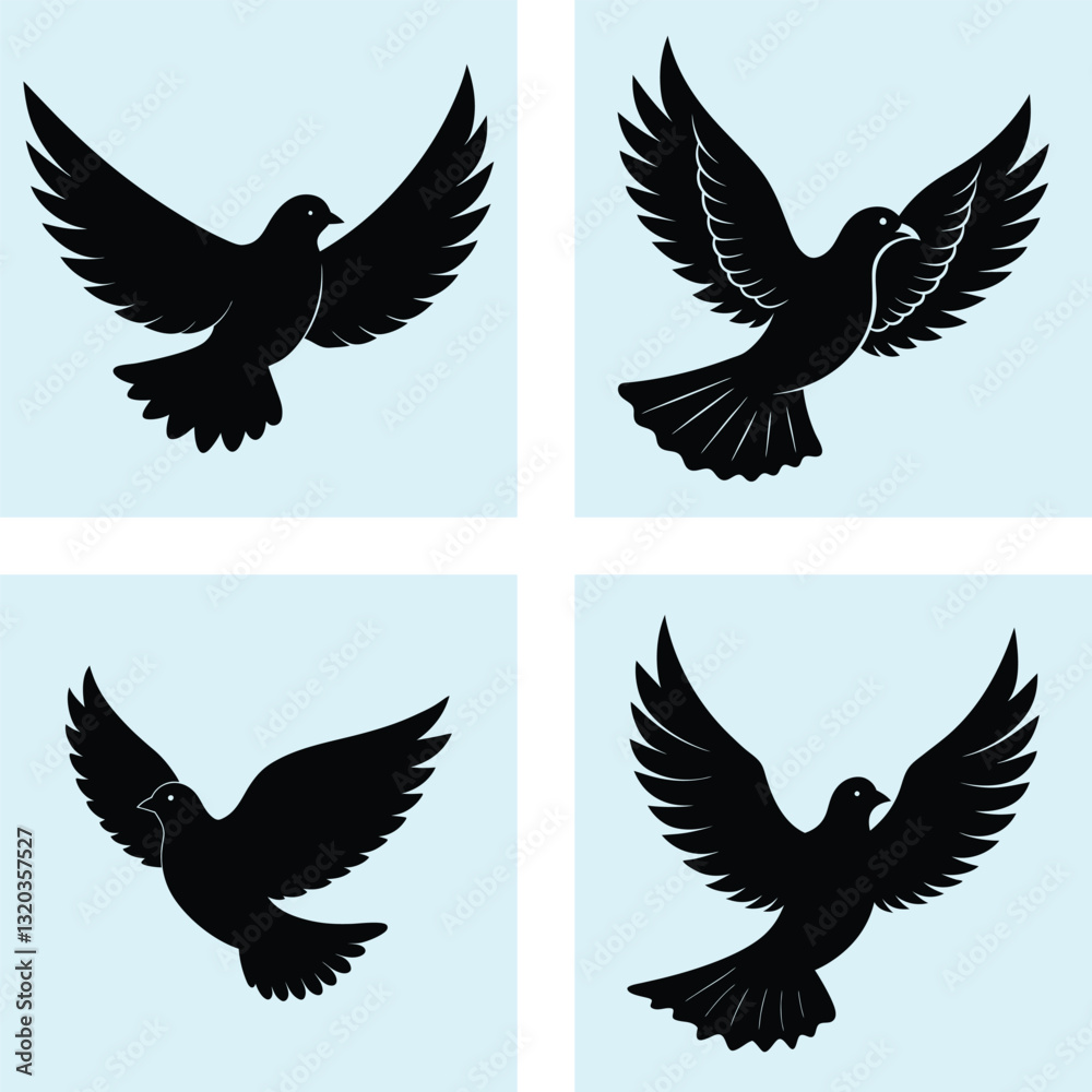 Obraz premium Flying Dove Silhouette vector illustration