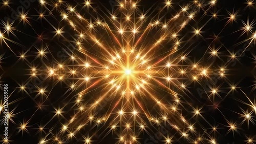 Golden bright vibrant sunburst sparkler or floodlight motion wallpaper black background zoom.