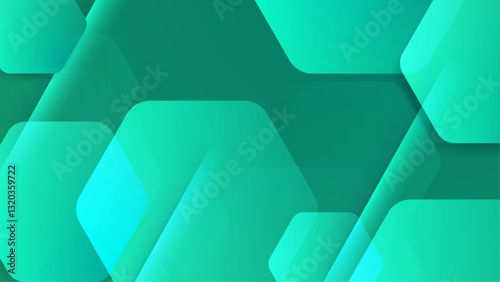 trendy green gradient abstract background with overlapping hexagon vector illustration, for dynamic design, modern presentation, or business project