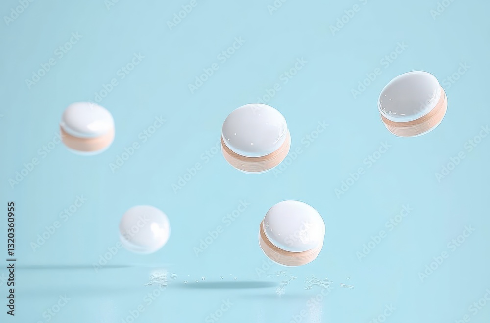 Nicotine Pouches and Boxes of Chewing Tobacco Fall Against a Soft Blue Background