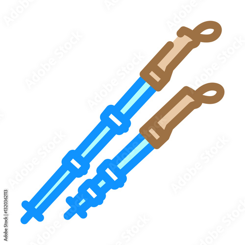 trekking poles ultralight ultralight hiking color icon vector illustration
