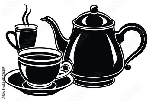 silhouette teapot and cups