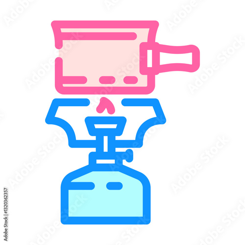 compact camping stove ultralight trekking color icon vector illustration