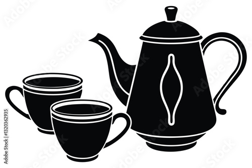 silhouette teapot and cups