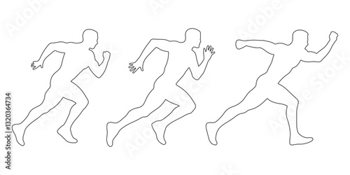 Running Outline Silhouette Vector Illustration in Motion