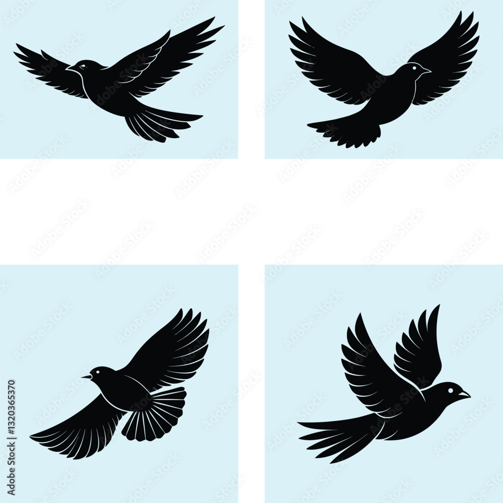 Naklejka premium Flying Bird Silhouette vector illustration