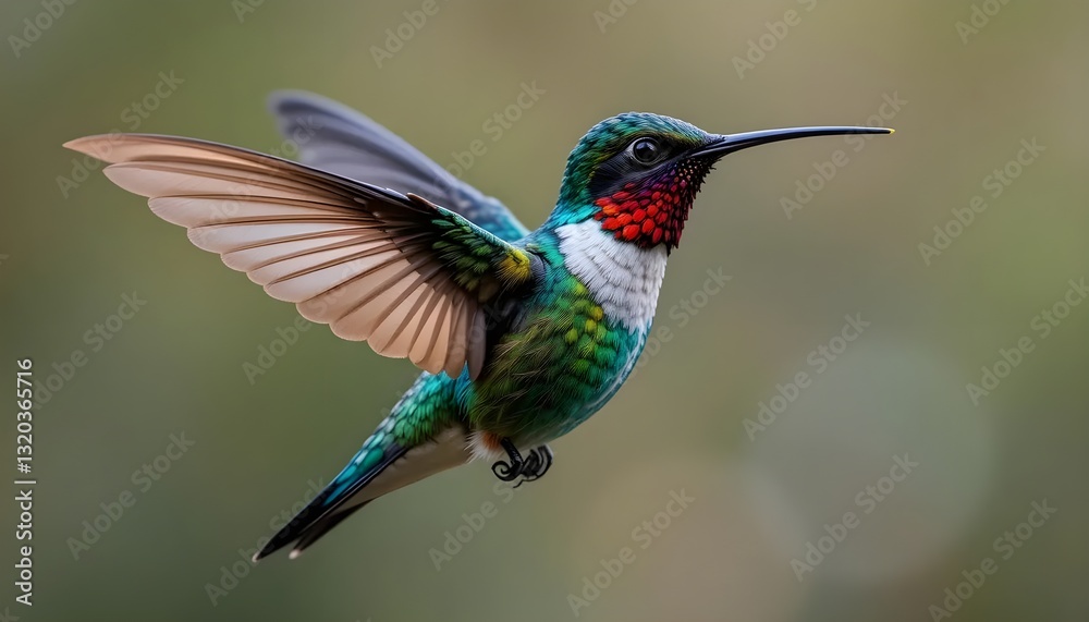 Obraz premium Vibrant Colorful Hummingbird Isolated on Transparent Background