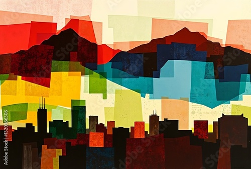abstract city skyline of denver