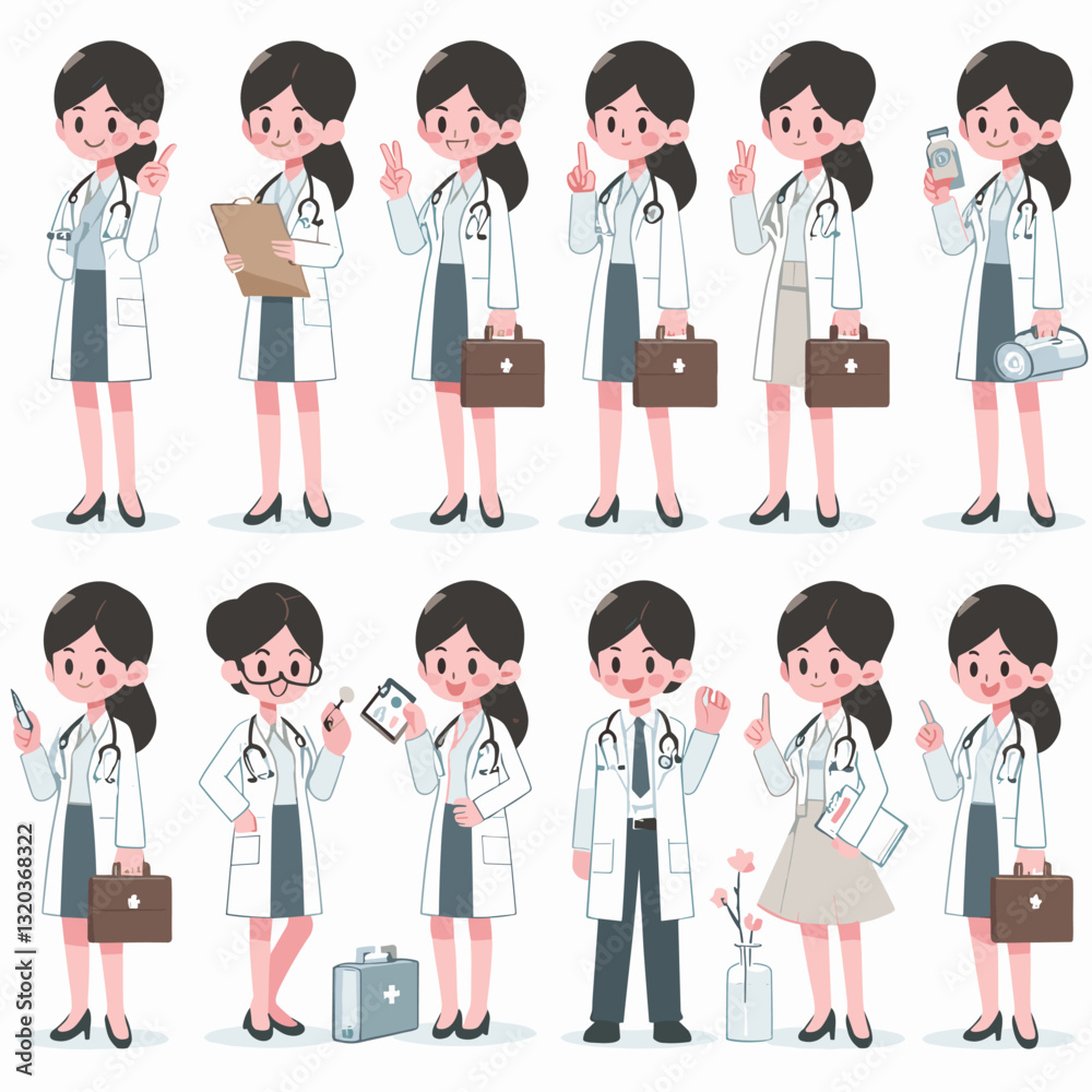Diverse Cartoon Doctors, a Comprehensive Team of Medical Professionals Diverse Cartoon Doctors, a Comprehensive Team of Medical Professionals