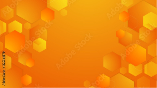 Abstract hexagon overlapping orange gradient vector illustration