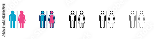 Toilet icon vector isolated on white background. Toilet sign. Man and woman restroom icon vector. Male and female icon