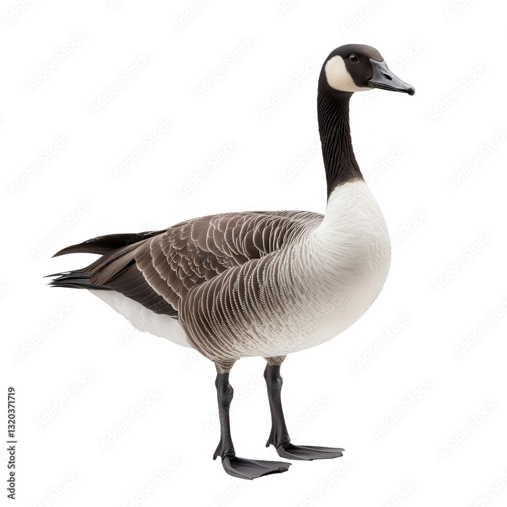 Goose Portrait: A stately goose stands gracefully, its striking black and white plumage contrasting sharply against the backdrop, a symbol of natural beauty. Goose Portrait: A stately goose stands gracefully, its striking black and white plumage contrasting sharply against the backdrop, a symbol of natural beauty.