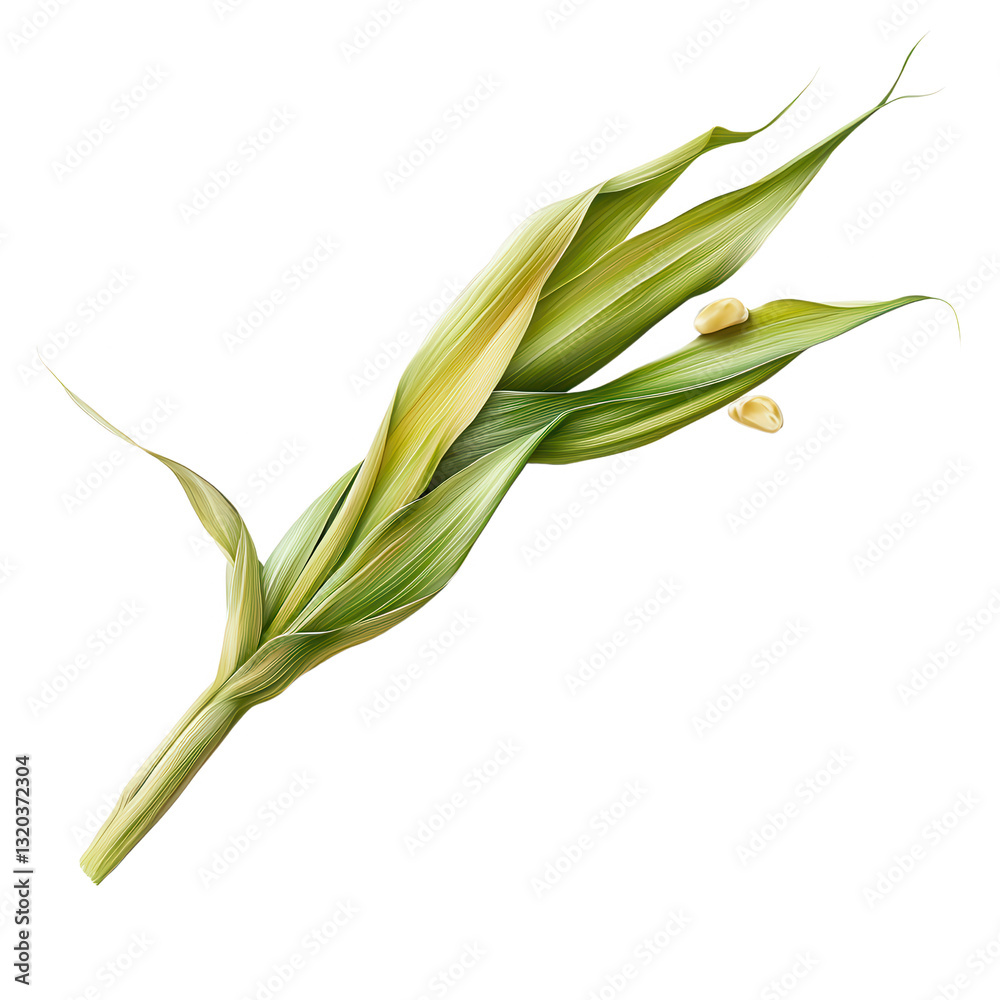 Sorghum Branch: A detailed close-up of a sorghum plant branch with its long, slender leaves and small grains, illustrating the plant's natural elegance and agricultural significance. Sorghum Branch: A detailed close-up of a sorghum plant branch with its long, slender leaves and small grains, illustrating the plant's natural elegance and agricultural significance.