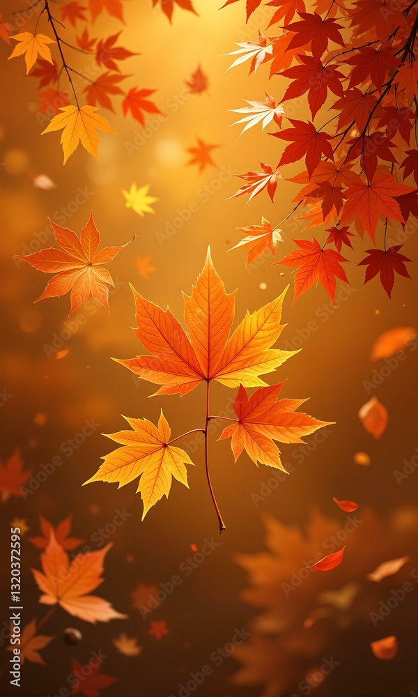 Orange leaves falling from tree. Orange leaves falling from tree.