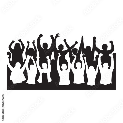 Support group, silhouette of applauding crowd people. Vector illustration