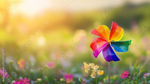 A spinning rainbow pinwheel captures joy and playfulness, symbolizing the vibrant spirit of International Children's Day.