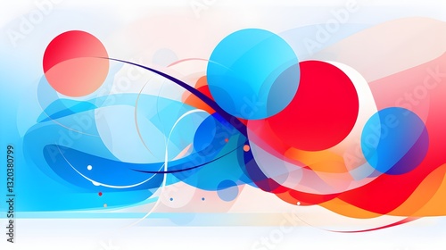 Vibrant Abstract Geometric Art with Rounded Shapes and Elegant Line Flow on a Clean Background