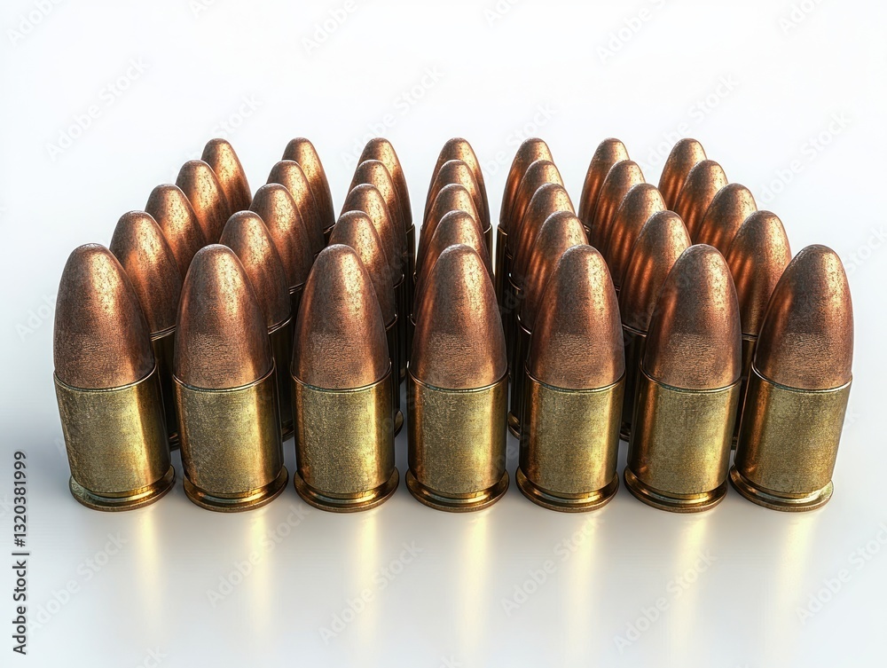 Obraz premium Realistic Bullets and Metallic Cartridges in Studio Lighting