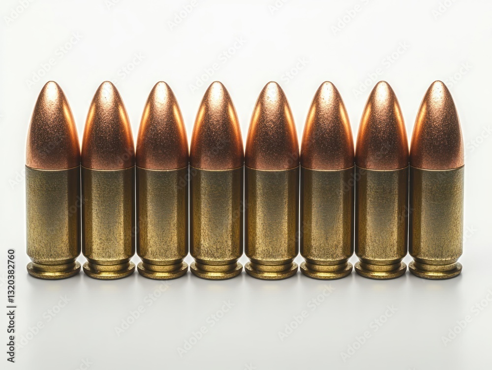 Obraz premium Metallic Bullets Cartridges Munition War Object Design Firearm Shot Shell Military