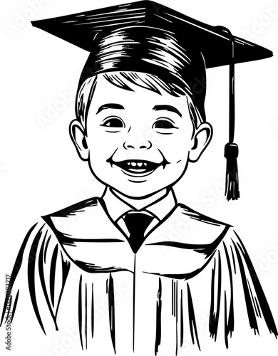 Graduation celebration of young student school illustration joyful environment front view achievement concept