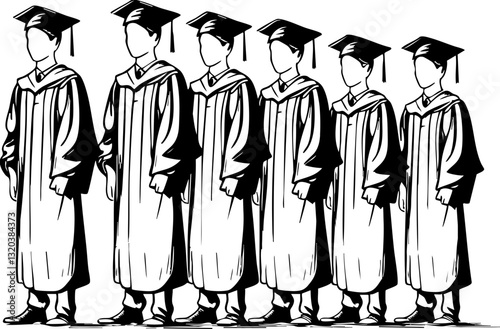 Graduation ceremony celebrations university campus graphic illustration joyful atmosphere front view achievement concept