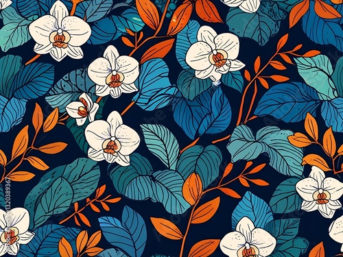 seamless orchid floral pattern